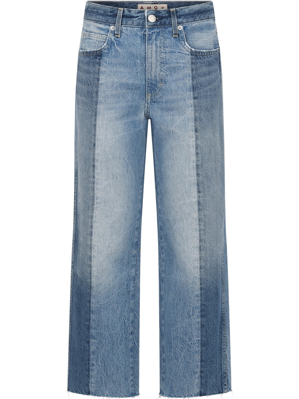 AMO Two-Tone Panel Straight-Leg Jeans in Light and Mid Blue